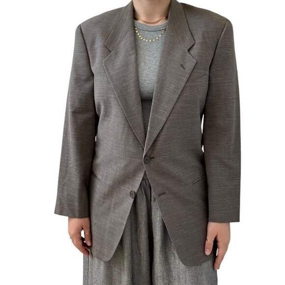 Vintage Georgio Armani Wool Linen Flax Blend Oversized Unisex Gray Blazer 38R - Picture 4 of 9